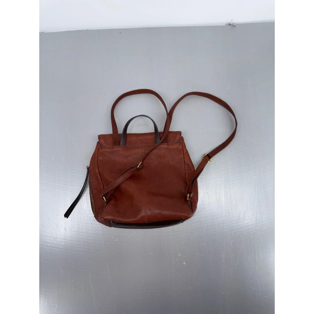Fossil Camilla Small Cognac Brown Pebbled‎ Leather Backpack Handbag ZB7529